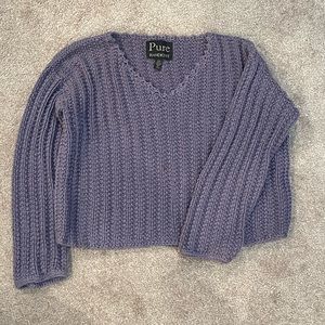 Vintage hand knit sweater purple size medium large